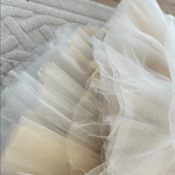 Elegant Cream Tulle Dress with Black Accents